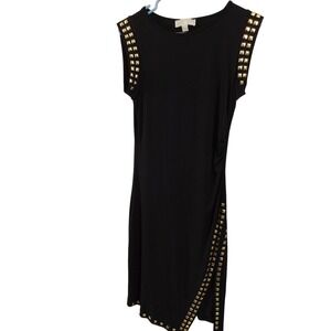 Womans Michael Kors Dress Sz S 6 / 8 Asymmetrical Sheath Bodycon Black Studded